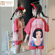 莫代爾兒童睡衣男童夏季短袖袖薄款套裝小女孩男孩中大童卡通家居服 蘋果公主 WJ雙短套裝 20碼155-160cm 100斤內(nèi)