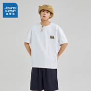 真維斯（Jeanswest）男裝夏季新款 青春活力純棉舒適寬松圓領(lǐng)印花短袖T恤JR 白210A M 170/92A