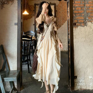 中凡智《波西米亞》復古度假風(fēng)吊帶連衣裙+開(kāi)衫兩件套套裝夏季氣質(zhì)長(cháng)裙 吊帶裙+開(kāi)衫 S