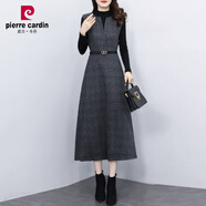 皮爾卡丹（pierre cardin）媽I媽背心連衣裙秋冬季毛呢裙子時(shí)尚洋氣減齡氣質(zhì)遮肚顯瘦長(zhǎng)裙 毛衣配背心裙 2XL 125-135斤