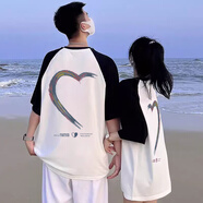 MDlila【兩件裝】情侶裝短袖t恤2025新款一男一女夏裝季套裝衣服團體服 插肩白男款+插肩白女款 2XL 男/女L