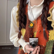 玉極虞小飛袖毛呢背心連衣裙女春秋復(fù)古拼色寬松保暖內(nèi)搭小個(gè)子氣質(zhì)長(zhǎng)裙 小飛袖背心裙 S