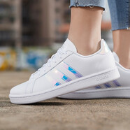 阿迪達(dá)斯 （adidas）女鞋子 秋季新款運(yùn)動(dòng)鞋子時(shí)尚低幫小白鞋輕便百搭板鞋休閑鞋女 EE9689/鐳射三條紋 36.5 (225mm) 4