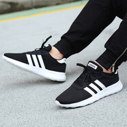 阿迪達斯（adidas）男鞋女鞋 25夏季輕便透氣網(wǎng)面休閑低幫跑步鞋女運動鞋男 B28141/經(jīng)典黑白 36.5