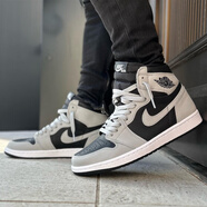 耐克（NIKE）aj1男鞋女鞋Air Jordan High1 影子黑灰 高幫復古耐磨運動籃球鞋 575441-035/555088-035黑灰影子 44