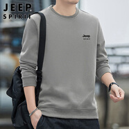 JEEP SPIRIT吉普衛衣男秋冬季上衣男士印花打底衫寬松長(cháng)袖T恤 灰色 L
