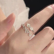 戴巖簡(jiǎn)約立體花朵戒指女甜美小眾設計高級感開(kāi)口可調節食指戒指尾戒 六花朵戒指【1只】