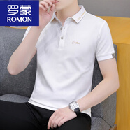 羅蒙（ROMON）短袖t恤男士潮流2025新款白色上衣服夏季男裝純棉翻領(lǐng)POLO.衫半袖 683白色 XL (適合：135-145斤)