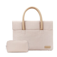 AP好看的手提電腦包女14英寸小眾文件袋公文通勤包INS適用15.6英寸于蘋(píng)果華為聯(lián)想小新保護袋 卡其色小唯手提【多隔層 毛絨內襯保護】+電源包 (中號)適用13-14寸筆記本電腦