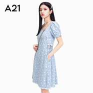 A21夏季新款2023女裝連衣裙甜美顯瘦收腰氣質(zhì)百搭休閑流行短裙女 天藍(lán) S