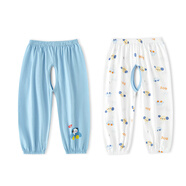 棉大班（MIANDABAN）開(kāi)襠褲男寶寶秋季外穿嬰兒開(kāi)檔褲子純棉女兒童防蚊褲秋裝長(cháng)褲 灰藍小狗-2條裝 100CM