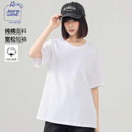 JEANSWEST CLUB真維斯純棉短袖2025年夏季t恤女裝美式寬松時(shí)尚百搭白色學(xué)生上衣