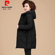 皮爾卡丹（pierre cardin）反季清倉媽媽裝棉衣女中長(cháng)款寬松大碼洋氣棉服冬季外套加厚棉襖潮 黑色 XL 建議120-135斤