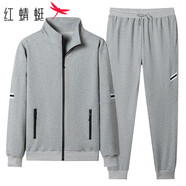 紅蜻蜓（RED DRAGONFLY）衛(wèi)衣套裝男百搭潮流時(shí)尚長褲開衫運(yùn)動(dòng)服外套男裝兩件套 灰色 M