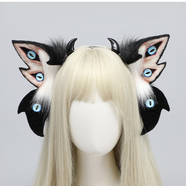 霧添花狼耳發(fā)箍女獸耳狐貍毛絨貓咪耳朵發(fā)箍手作圣誕節頭飾 萬(wàn)圣節惡魔克蘇魯毛絨耳朵發(fā)箍