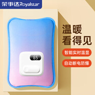 榮事達（Royalstar）熱水袋注水暖手寶充電女生暖寶寶暖水袋暖手袋暖腳大姨媽數顯粉藍