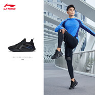 李寧（LI-NING）越影ELEMENT丨跑步鞋男女同款透氣減震跑鞋輕便軟底運動(dòng)鞋子 黑色/巖石灰(047男款)-2 46