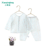 小青龍 男女童裝 新生兒夏季薄款純棉汗布長(zhǎng)袖套裝 嬰幼兒衣服褲子 藍(lán)圓點(diǎn) 66 (3-9個(gè)月/建議59-66cm)