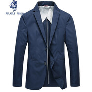 弗朗西保羅（FULANLE PAULO）男裝春夏棉質休閑西裝男修身單層小西裝通勤商務西服薄款上衣外套 寶藍色 薄款 【薄款透氣】 M /170