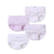 KIDS MAM&DAD女童內(nèi)褲純棉中大童學(xué)生三角褲夏季薄小女孩幼童兒童女寶寶面包褲 86326紫色蝴蝶 4條 90 cm
