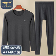 七匹狼（SEPTWOLVES）【抗菌純棉】保暖內(nèi)衣男純棉抑菌秋衣秋褲男圓領(lǐng)套裝秋冬內(nèi)衣