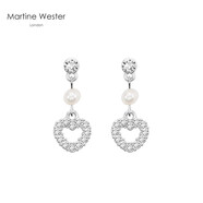 Martine Wester珍珠耳環(huán)女時(shí)尚依戀水晶吊墜耳飾耳墜時(shí)尚飾品愛心生日禮物 白色