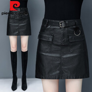 皮爾卡丹（pierre cardin）皮裙女潮2025今年新款秋冬時(shí)尚一步半身裙高腰顯瘦a字包臀短裙子 501#黑色(不含腰帶) 29/XL