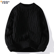 卡度頓加厚毛衣男個(gè)性粗線(xiàn)麻花青少年學(xué)生線(xiàn)衣服2024秋冬新品針織衫學(xué)生 WE23187黑色 (原版高品質(zhì)) 2XL