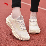 安踏（ANTA）漫步女鞋運動鞋2025夏季網(wǎng)面輕便舒適跑步鞋學生休閑旅游鞋子旗艦 【網(wǎng)面】燕麥白/淺煙灰-5 37.5