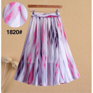 賢語(yǔ)波西米亞夏季新款仙女大擺時(shí)尚過(guò)膝中裙素描雪紡半身裙女中長(cháng)群 1820 粉紅 均碼 建議1尺8-2尺6腰