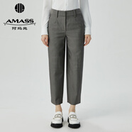 阿瑪施（AMASS）女裝新款高腰直筒羊毛正裝西褲女5100336 灰 M (3碼)