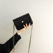 帕米琪（PAMIQI）斜挎包女口紅小包包2024七夕潮時(shí)尚鏈條包小眾網(wǎng)紅菱格單肩斜挎包 黑色大號（能放下手機）