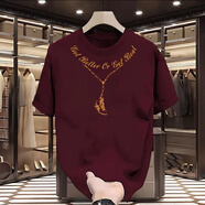 倉石一樹(shù)潮牌休閑短袖T恤男2025新款夏季ins百搭時(shí)尚簡(jiǎn)約半袖上衣 酒紅色 （尺碼偏大） XL