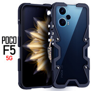 龍豈小米POCOF5手機殼金屬邊框poco f5pro保護套小米23049PCD8G直邊全包男防摔外殼23013PC75G散熱新款 小米POCOF5 金屬邊框式-機械臂：黑色
