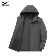 美津濃（MIZUNO）戶外夾克男連帽梭織印花透氣情侶鋒衣外套上衣