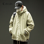 Cebrodz法國(guó)棉服男冬季美式連帽毛絨外套加厚羊羔絨棉衣冬裝棉襖 8950灰綠色-雙面穿 L 推薦125-145斤