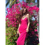 以歐（YIOU）度假辣妹風(fēng)女ins歐美春夏新款個(gè)性斜邊鏤空高開(kāi)叉性感連衣裙1095 圖色 M