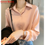LOVER RUCCI法國黑色襯衫女長袖春季新款設(shè)計(jì)感小眾寬松上衣洋氣時(shí)尚職業(yè)襯衣 粉紅色4XL 【155-170斤】