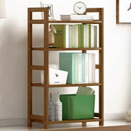 竹藝佳（ZHUYIJIA）收納儲物架客廳臥室落地楠竹多層置物架可放書(shū)雜物架層架家用架子 茶色全板-四層50cm置物架