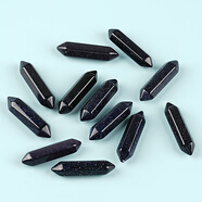 晶拉霸天然水晶雙尖六棱柱擺件原石打磨紅黃粉黑水晶柱子DIY吊墜工藝品 藍砂石（一個(gè)）