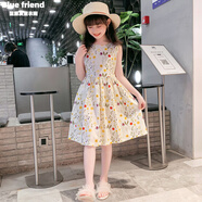 中大女童連衣裙夏季2025新款兒童純棉碎花無袖背心裙子洋氣棉布裙 碎花裙子 140cm