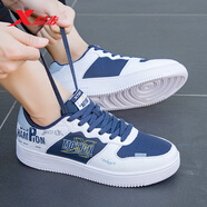 特步男鞋板鞋2025秋冬季新款小白鞋輕便休閑鞋潮流舒適滑板鞋運動(dòng)鞋男 白深蘭-0067 39