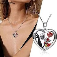 MENGKOU 新款 萬(wàn)圣節創(chuàng  )意心形骷髏項鏈女 簡(jiǎn)約鑲鉆杰克鎖骨鏈飾品時(shí)尚飾品配送禮盒