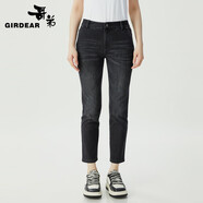 哥弟（GIRDEAR）女裝百搭九分鉛筆小腳休閑牛仔褲女1100515 黑灰 S (2碼)