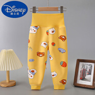 迪士尼（Disney）寶寶加絨加棉高腰褲子?jì)胗變捍呵锒Ｅo(hù)肚褲男女可開檔秋褲 加絨草莓小兔黃色 90 建議2-3歲