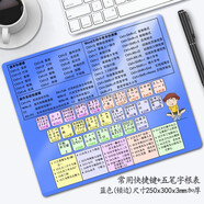 朋訊（PENGXUN） 五筆字根表鼠標墊口訣鍵盤圖字型助記圖學打五筆字根表圖高清五筆鼠標墊辦公電腦墊 藍色【字根表+快捷鍵】