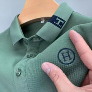 爵少夏季翻領(lǐng)短袖t恤男潮流商務(wù)簡(jiǎn)POLO.衫帶領(lǐng)半袖上衣男裝體恤 KC   A02   綠色 XL
