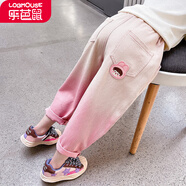 樂(lè)芭鼠童裝女童褲子春秋季新款兒童牛仔褲寬松中小童休閑褲女孩長(zhǎng)褲幼童 粉色（女孩漸變褲） 90碼 建議1-2歲 (身高85左右)
