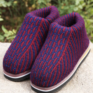 TWTCKPI棉鞋冬季成品女編織打毛線(xiàn)針織加絨加厚勾線(xiàn)男居家保暖拖鞋綿錦 女鞋(紋理蘭+紅) 平時(shí)34/35合適38-39