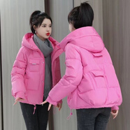 啄木鳥(niǎo)羽絨棉服女短款2024年冬季韓版寬松棉襖面包服加厚棉衣女外套 玫紅色 L 【建議105-120斤】